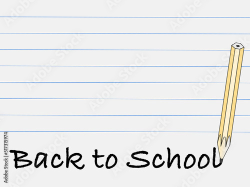 Pencil writing back to school on a notebook