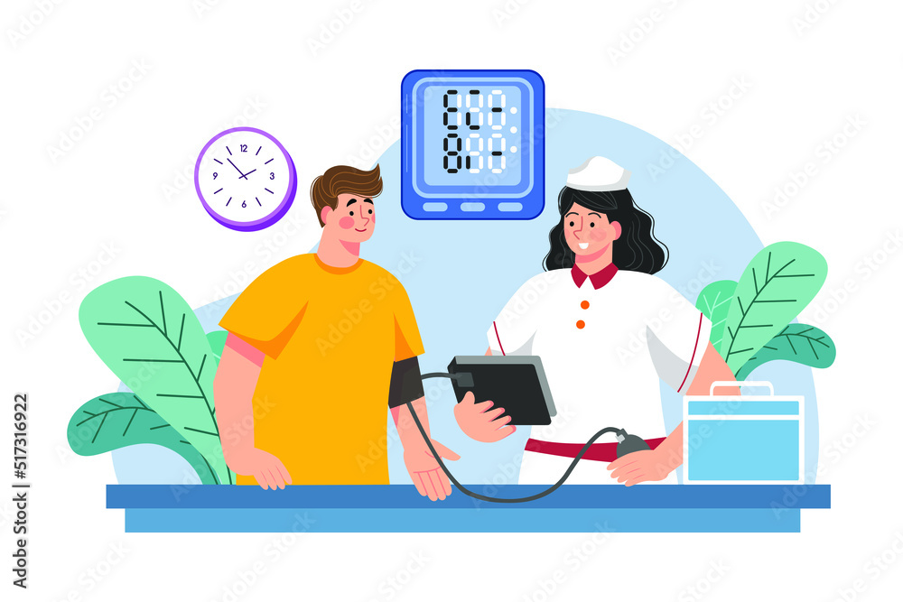 Nurse Checking Blood Pressure Illustration concept