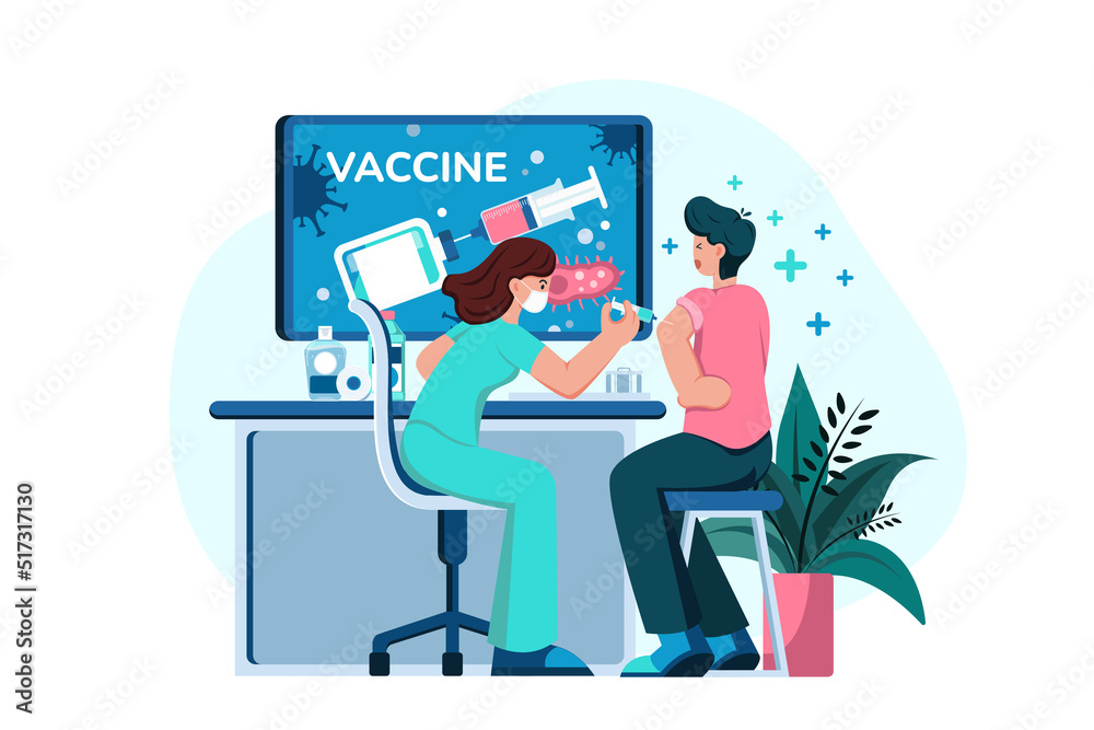 Doctor Is Injecting A Vaccine Into His Patient Illustration concept Doctor Is Injecting A Vaccine Into His Patient Illustration concept