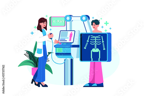 Doctor Examining Patient's X-Ray Illustration concept
