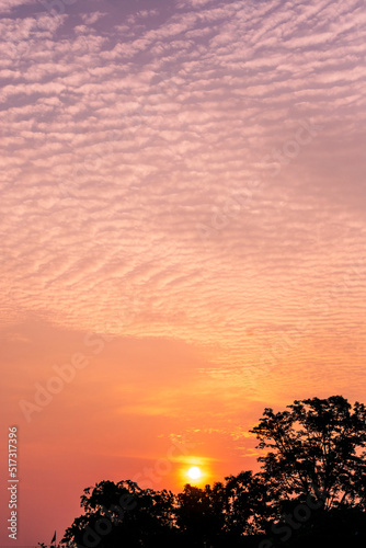 Amazing cloud formation in colourful sky during a monsoon sunrise morning