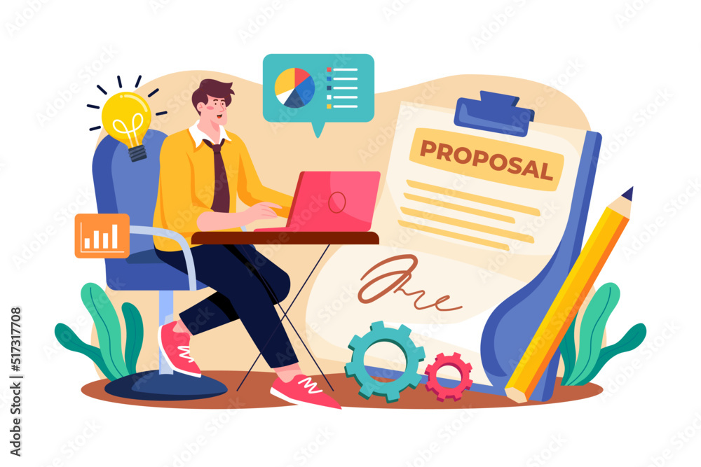 Proposal Writer Illustration concept. Flat illustration isolated on white background Proposal Writer Illustration concept. Flat illustration isolated on white background