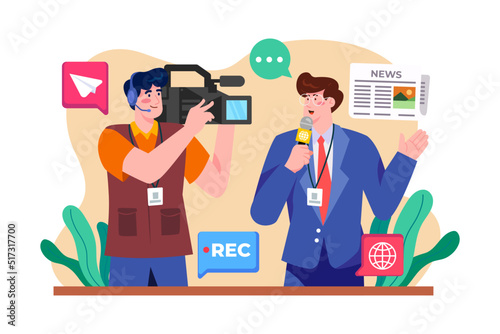 Journalist Illustration concept. Flat illustration isolated on white background