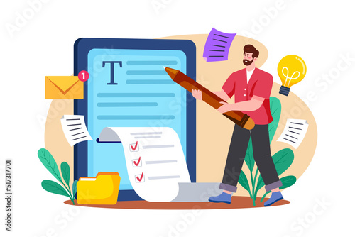 Copy Editor Illustration concept. Flat illustration isolated on white background photo
