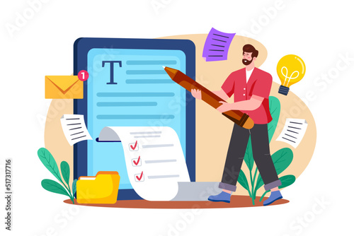 Copy Editor Illustration concept. Flat illustration isolated on white background