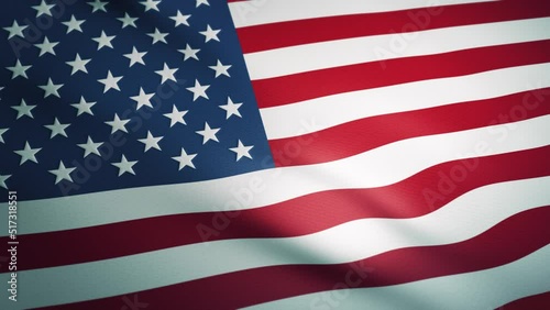Waving USA flag in slow motion. Seamless loop. Ultra realistic 3D render. [ProRes - UHD 4K]