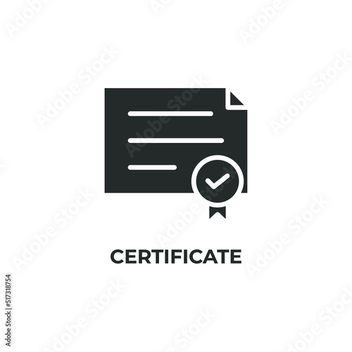 certificate vector icon. filled flat sign for mobile concept and web design. Symbol, logo illustration. Vector graphics