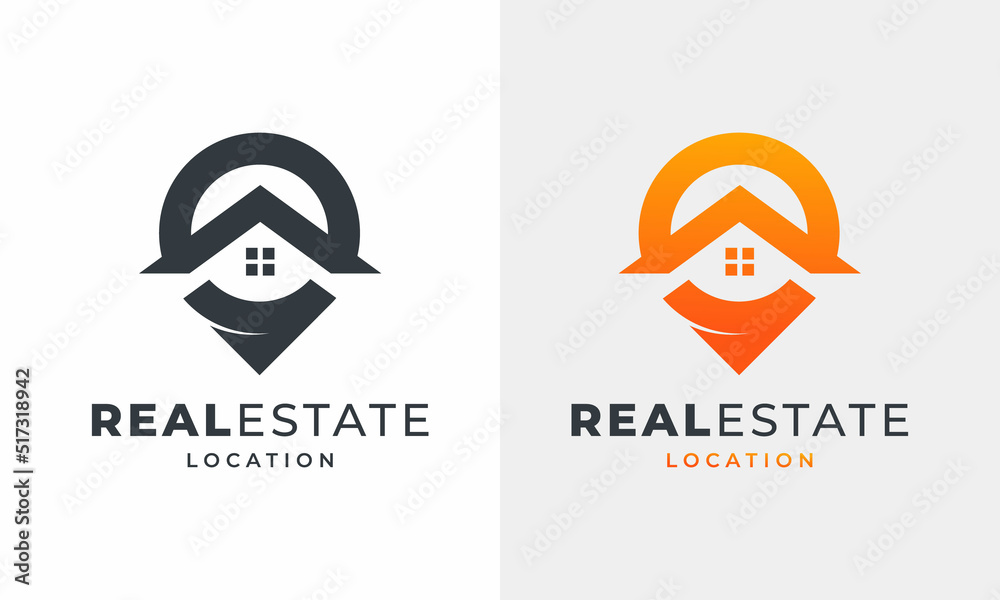 Contractor Real Estate Symbol with Pin Location Logo Design Inspiration Contractor Real Estate Symbol with Pin Location Logo Design Inspiration