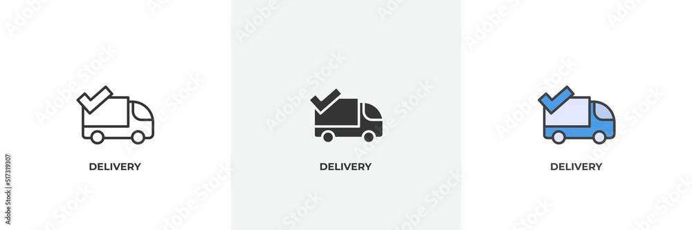 delivery icon. Line, solid and filled outline colorful version, outline and filled vector sign. Idea Symbol, logo illustration. Vector graphics