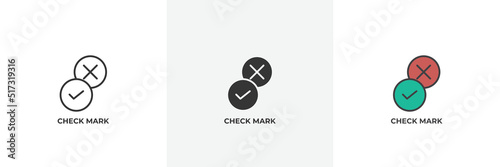 check mark icon. Line, solid and filled outline colorful version, outline and filled vector sign. Idea Symbol, logo illustration. Vector graphics