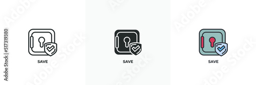 save icon. Line, solid and filled outline colorful version, outline and filled vector sign. Idea Symbol, logo illustration. Vector graphics