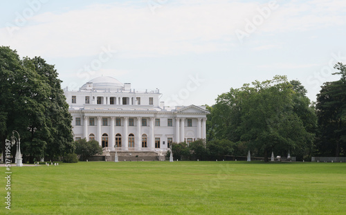Elagin Palace, the Imperial summer Palace on the Elagin island in St. Petersburg. Old historic building, a place of tourism and sightseeing  photo