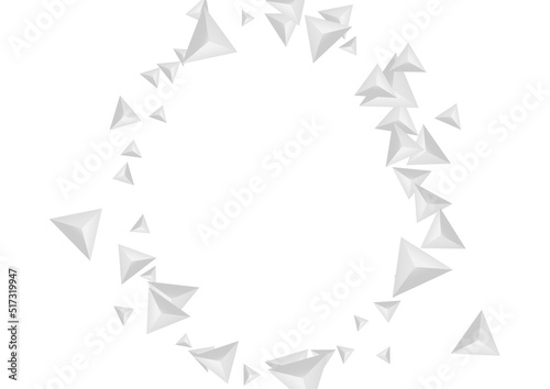 Fototapeta Naklejka Na Ścianę i Meble -  Grizzly Crystal Background White Vector. Triangular Art Banner. Hoar Clean Design. Pyramid Construction. Silver Triangle Texture.