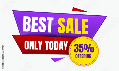Best Sale, only today special offer banner, discount up to 35% offering. Vector illustration element.