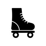 Rollerskate Black Silhouette Icon. Wheel Fitness Roll Footwear Glyph Pictogram. Summer Exercise Skating Flat Symbol. Sport Exercise Fun Recreation Activity. Isolated Vector Illustration