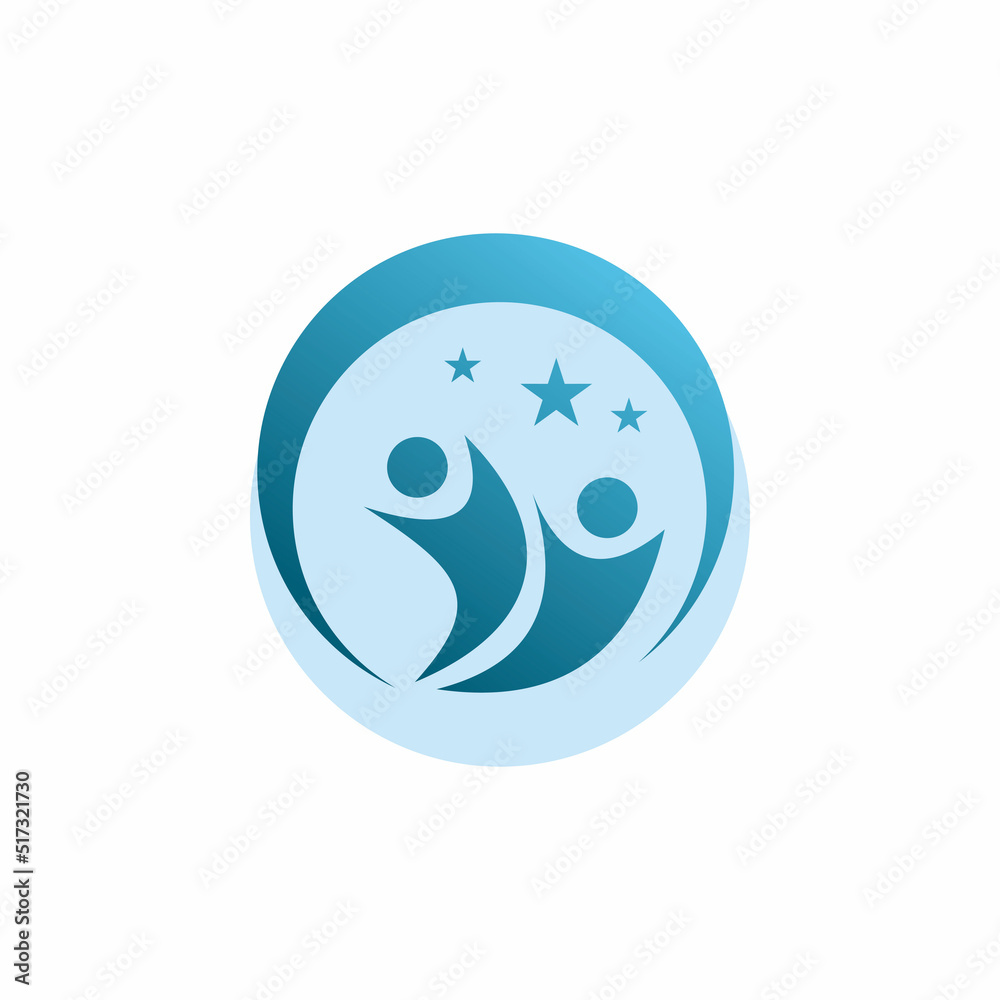 blue circle people star logo design blue circle people star logo design