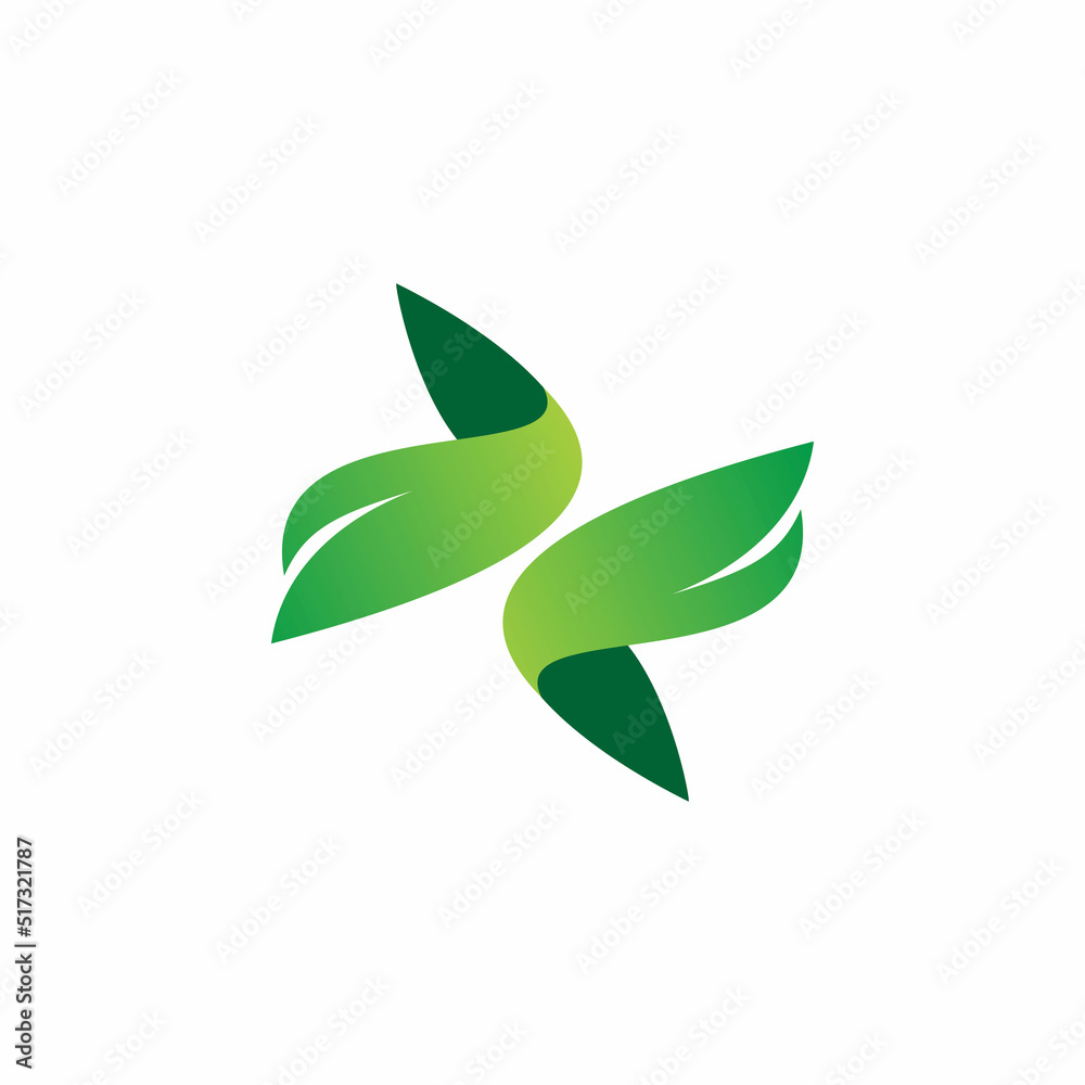 nature leaf cross x logo design