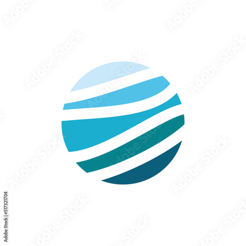 circle ocean land logo design