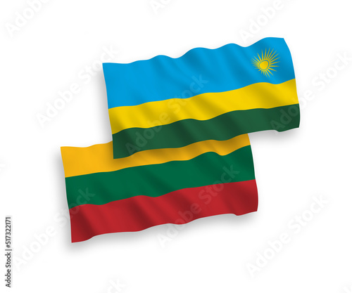 Flags of Lithuania and Republic of Rwanda on a white background