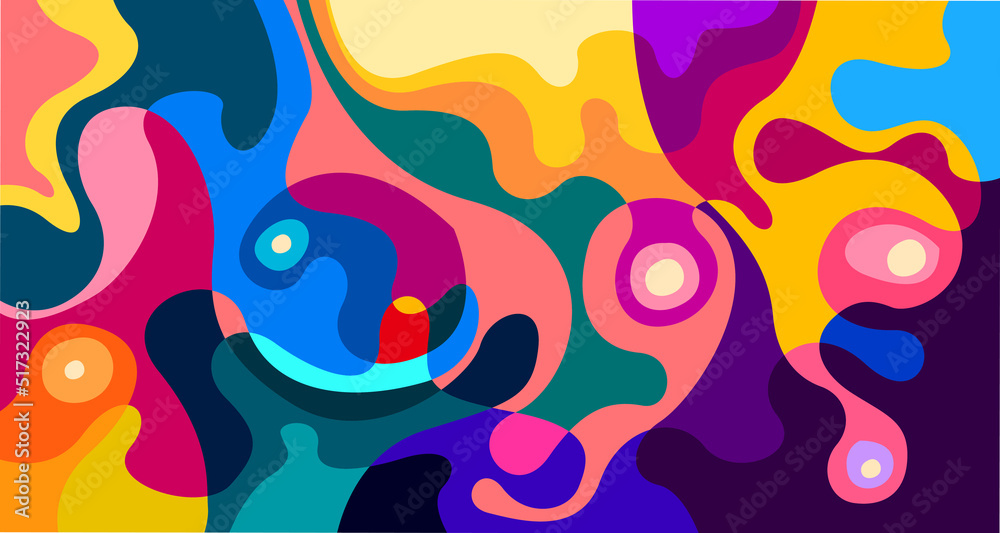 Abstract liquid shape. Fluid geometric design. Isolated gradient waves with geometric lines, dots, batik Indonesia pattern. Vector illustration.