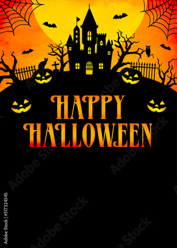 Happy halloween silhouette vector illustration. For poster (flyer) template etc.