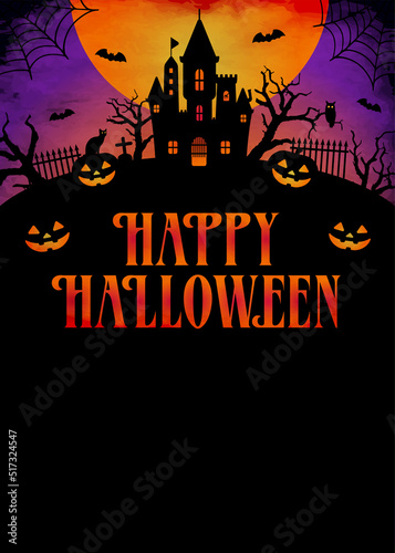 Happy halloween silhouette vector illustration. For poster  flyer  template etc.