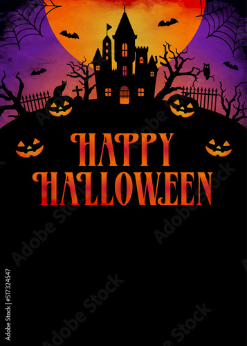 Happy halloween silhouette vector illustration. For poster (flyer) template etc.