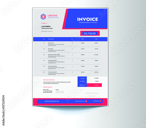 Creative modern invoice vector design