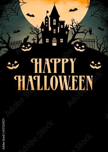 Happy halloween silhouette vector illustration. For poster  flyer  template etc.