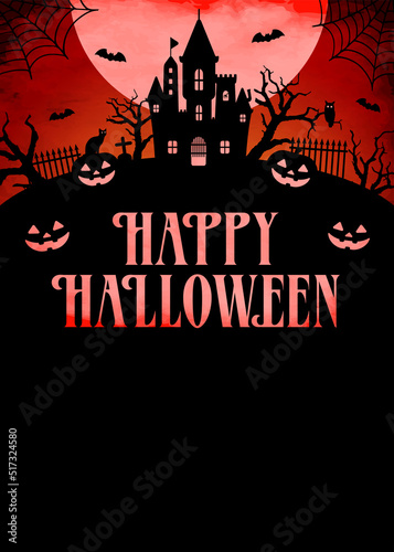 Happy halloween silhouette vector illustration. For poster  flyer  template etc.