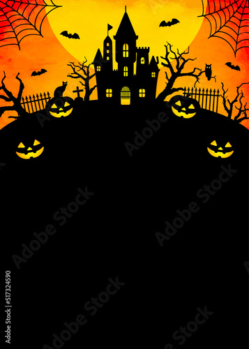 Happy halloween silhouette vector illustration. For poster (flyer) template etc.