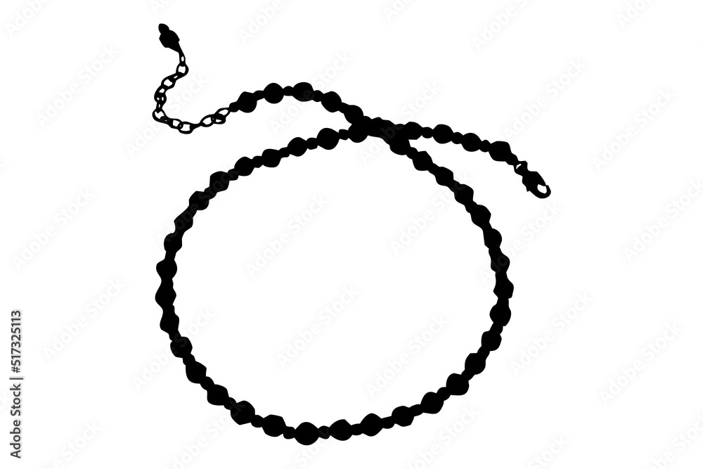 costume jewelry in a black outline on a white background