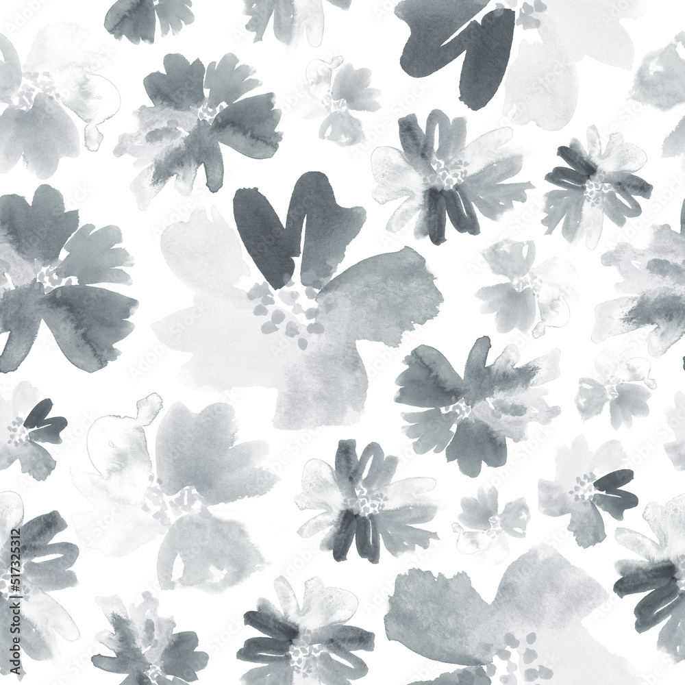 custom made wallpaper toronto digitalSeamless watercolor floral pattern. Allover abstract botanical print in shades of grey. 