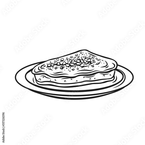 Kunefe, Turkish sweet food line icon, eastern traditional dessert knafeh on plate