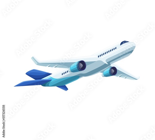 Plane take off, commercial jet flying for delivery, aircraft with passengers taking off