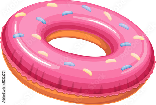 Inflatable ring, isolated rubber donut to swim and float in summer pool or sea waters