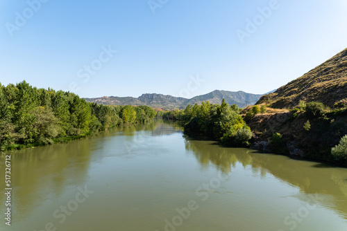 Ebro River in Haro, La Rioja, sunny day of summer