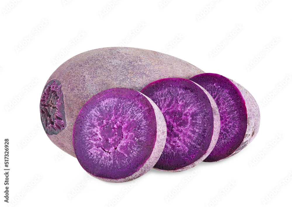 purple yams on isolated white background