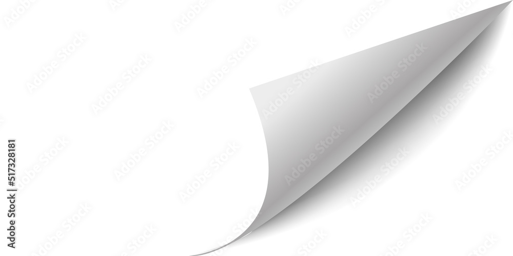 Curled corner paper page. Curl flip peel sheet of paper. Vector illustration.