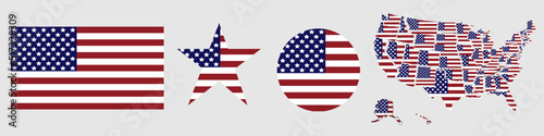 with USA map and stars. America. USA flag. Vector illustration