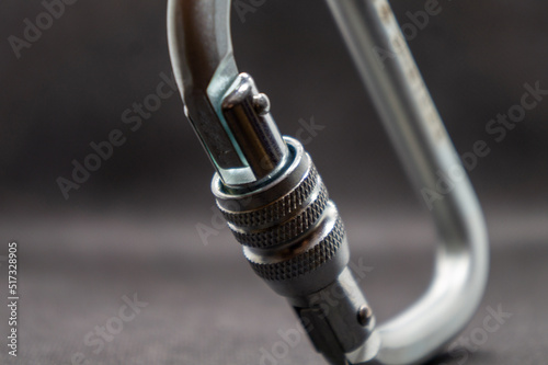 Steel carabiners close-up