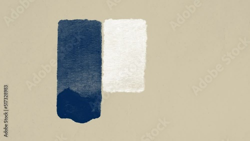 Flag of France, watercolor brush strokes on the sheet of paper.