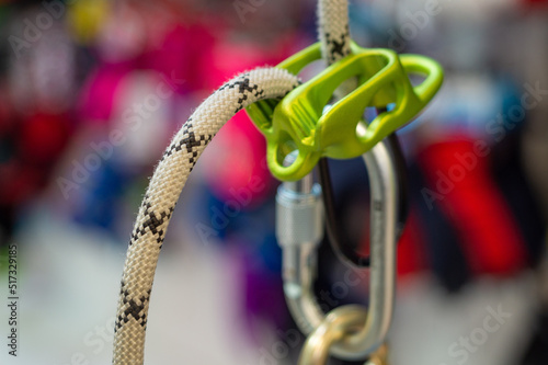 Foto Close-up of a rope descender