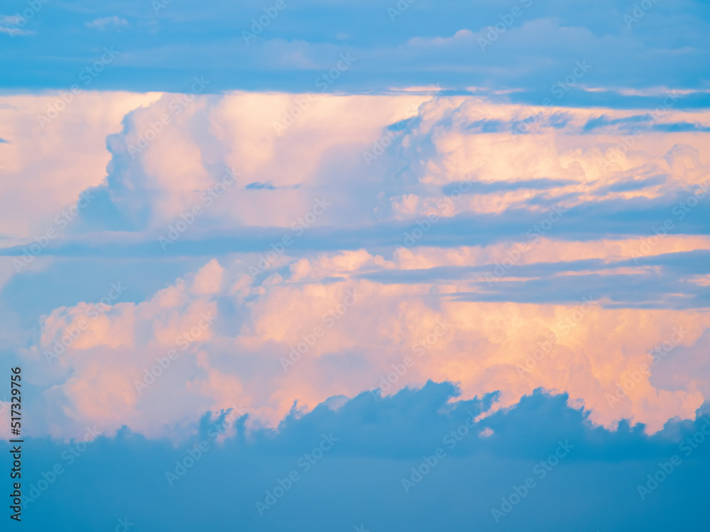 Cloudy sunset sky. Background image. Natural photo background