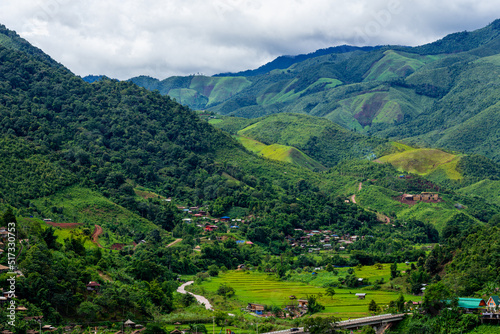 Sapan Village, Nan Province, a tourist attraction with a village in the middle of the valley in the middle of nature. Nan Thailand 