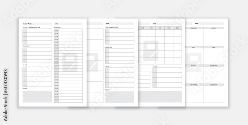 Daily, monthly, weekly and year plan template set. Planner notebook organizer for personal and work issues
