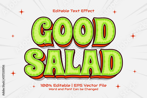 Good Salad editable text effect 3D Cartoon style