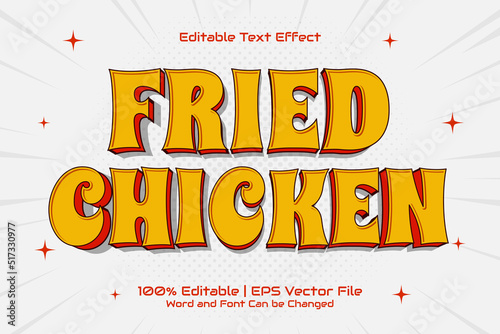 Fried Chicken 3D editable text effect Cartoon style