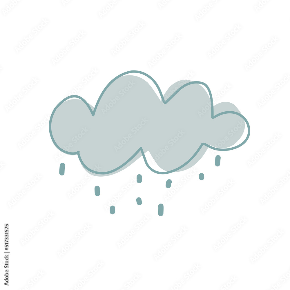 Cloud with rain vector illustration scandinavian style