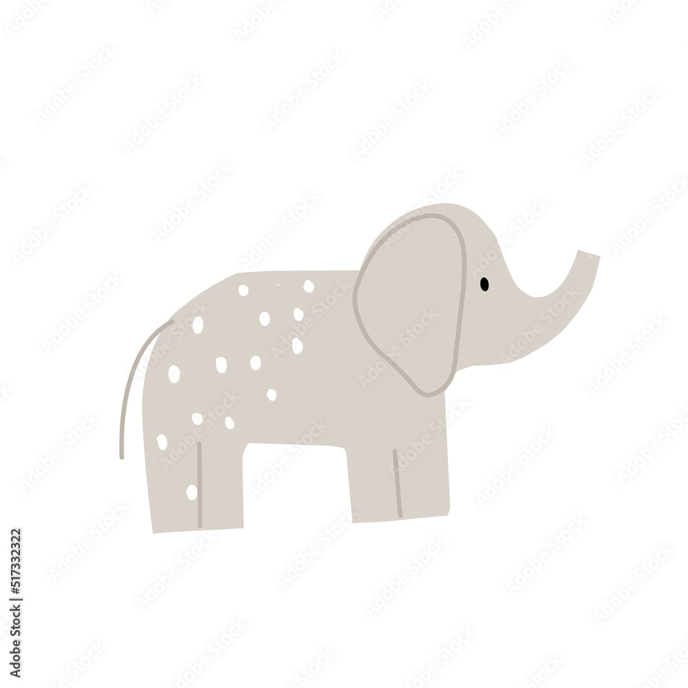 Fototapeta premium Cute elephant, baby vector illustration scandinavian style